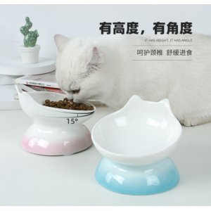 伊麗寵物高腳杯陶瓷碗護(hù)頸貓碗