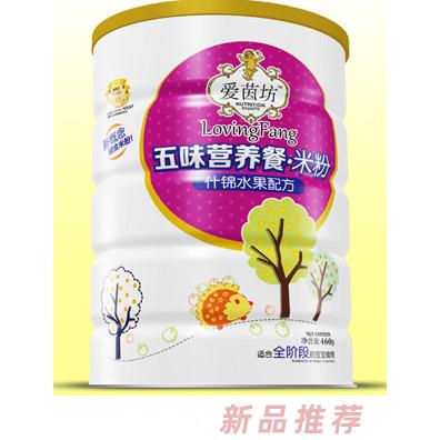 愛茵坊什錦水果燕麥鐵鋅雙益護暢五谷珍寶五味營養(yǎng)餐米粉鐵聽輔食代理