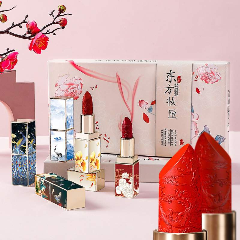 DROHOO國(guó)潮百鳥(niǎo)朝鳳雕花啞光口紅OEM代加工