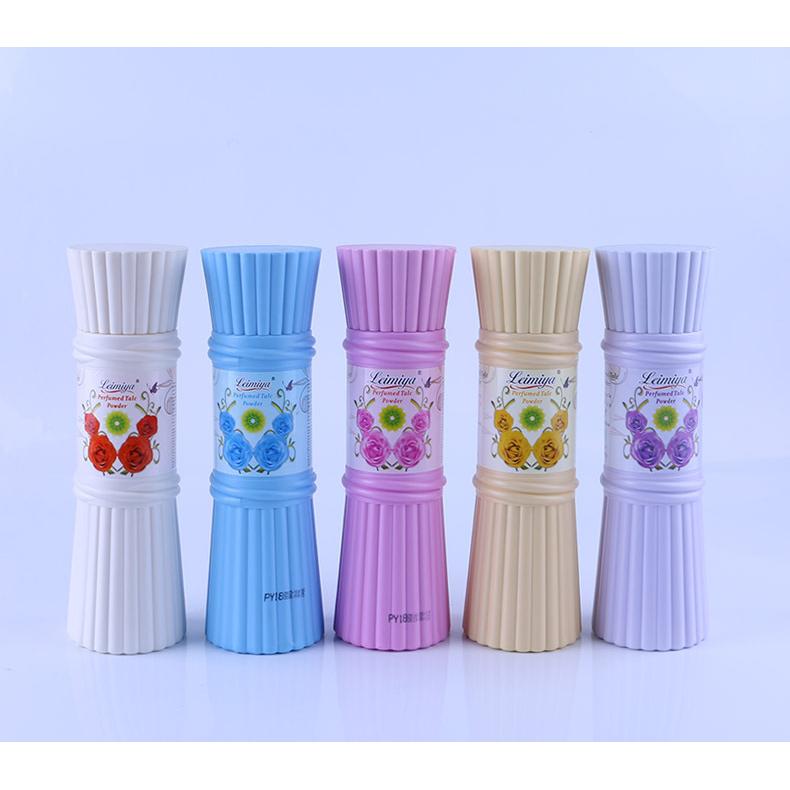 英文花香止癢干爽爽身粉女士嬰兒護(hù)膚香體痱子粉250克喇叭小蠻腰OEM代加工
