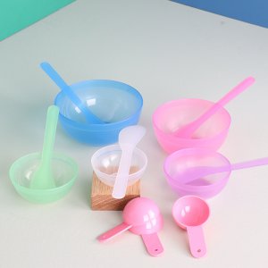工廠批發(fā)調(diào)膜碗 美容院DIY工具三件套面膜碗套裝塑料白色面膜碗